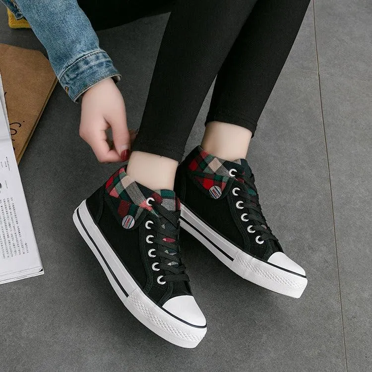 High Quality Flat Shoes Flat mid-to-high women canvas shoes