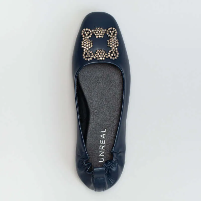 FLAT WITH ELASTICATED TOPLINE AND TRIM DETAIL Pop Flats Shoes