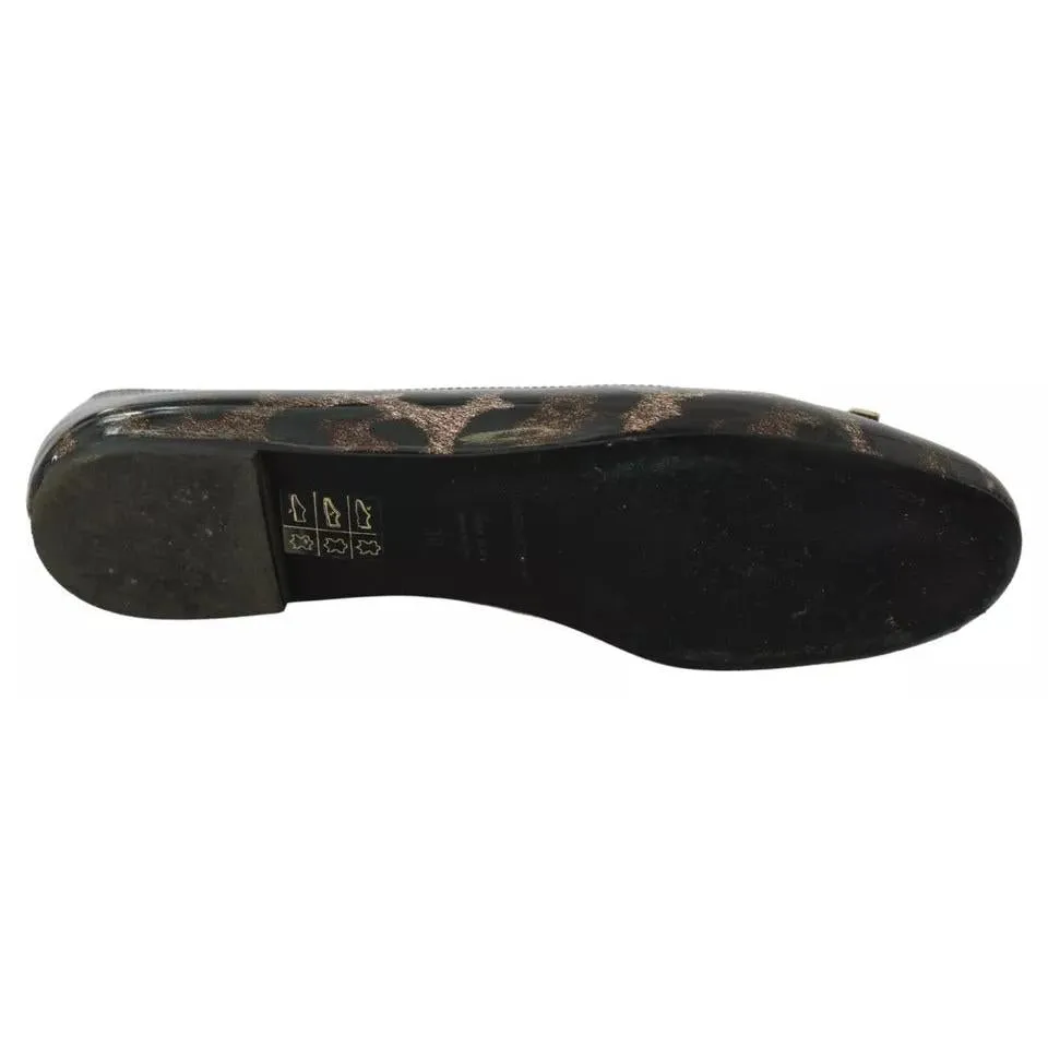 Dolce & Gabbana Brown Leopard Ballerina Flats Leather Shoes Bride Flat Shoes Wedding