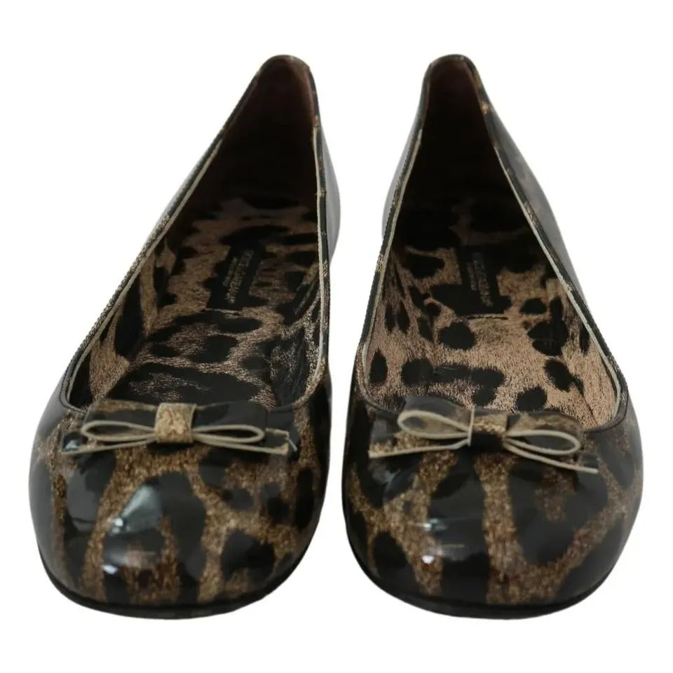 Dolce & Gabbana Brown Leopard Ballerina Flats Leather Shoes Best Flat Shoe For Lifting