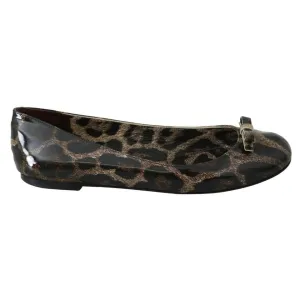 Dolce & Gabbana Brown Leopard Ballerina Flats Leather Shoes Mt500 Flat Shoes