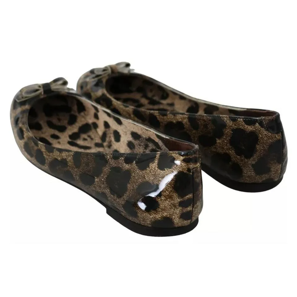 Dolce & Gabbana Brown Leopard Ballerina Flats Leather Shoes Best Walking Shoes For Bunions And Flat Feet