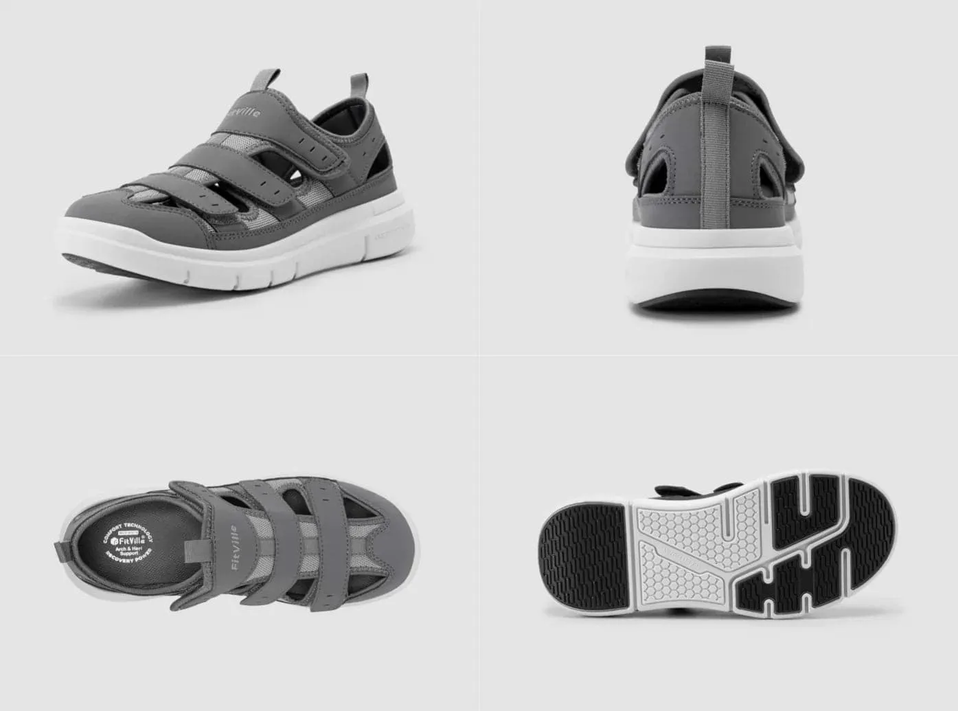 Sandals For High Arches FitVille Men's EasyTop Recovery Sandal V4