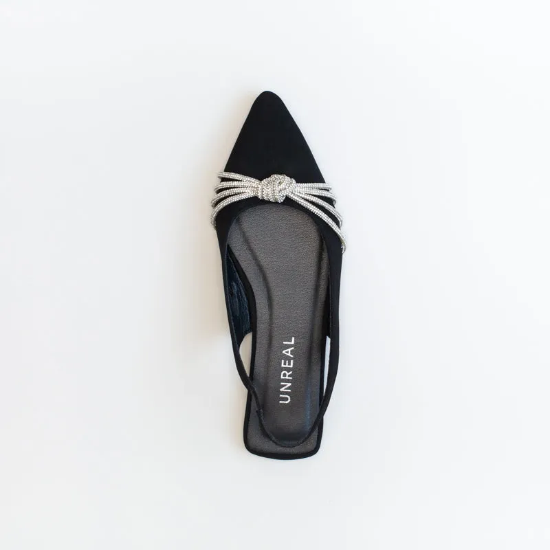 Wide Shoes For Flat Feet Unreal Women Pointy Sling Back With Diamante Knot _ 150819