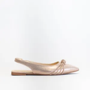 Flat Shoes With Ankle Straps Unreal Women Pointy Sling Back With Diamante Knot _ 150819