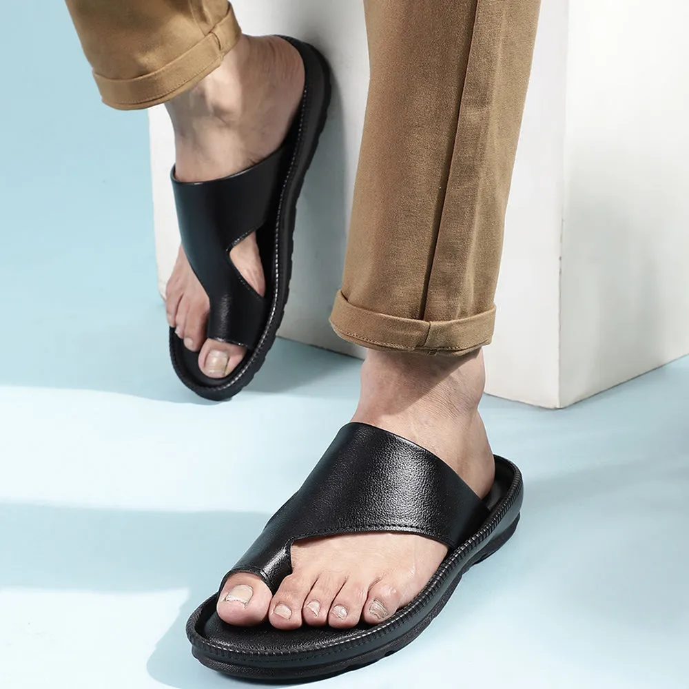 Huarache Sandals Coolers Casual Black Toe Ring Slippers For Men JPL-222 By Liberty