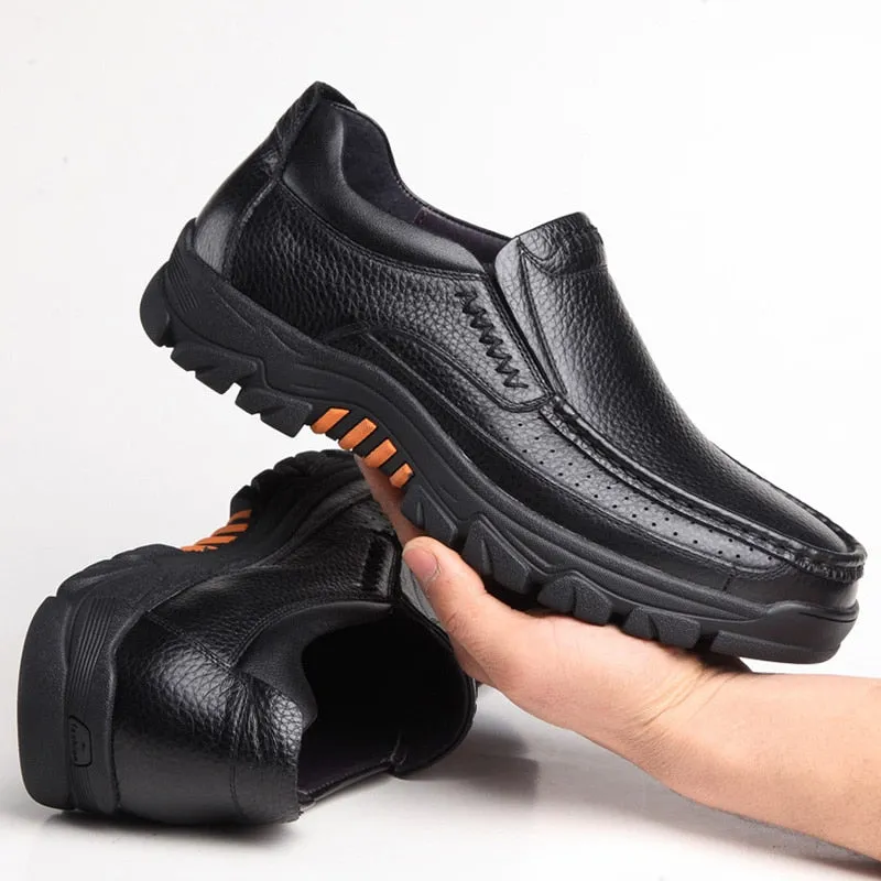 Genuine Leather Shoes Men Loafers Soft Cow Leather Men Casual Shoes New Male Footwear Black Brown Slip-on A2088 Casual Cowhide Air Cushion Shoes