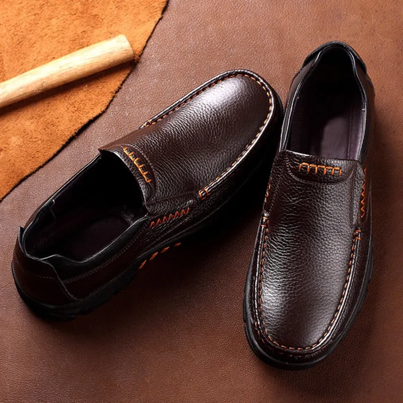Genuine Leather Shoes Men Loafers Soft Cow Leather Men Casual Shoes New Male Footwear Black Brown Slip-on A2088 Casual Gym