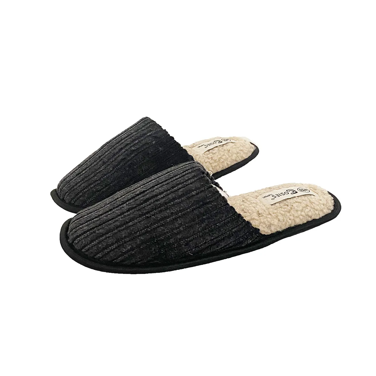 Slide Shoe Cord open back fleece inner mule slippers MENS