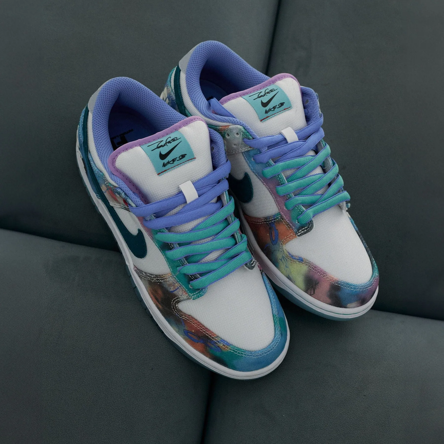 Cheap Asics Shoes Online Australia Futura Laboratories x Nike Dunk SB Low 'Bleached Aqua'