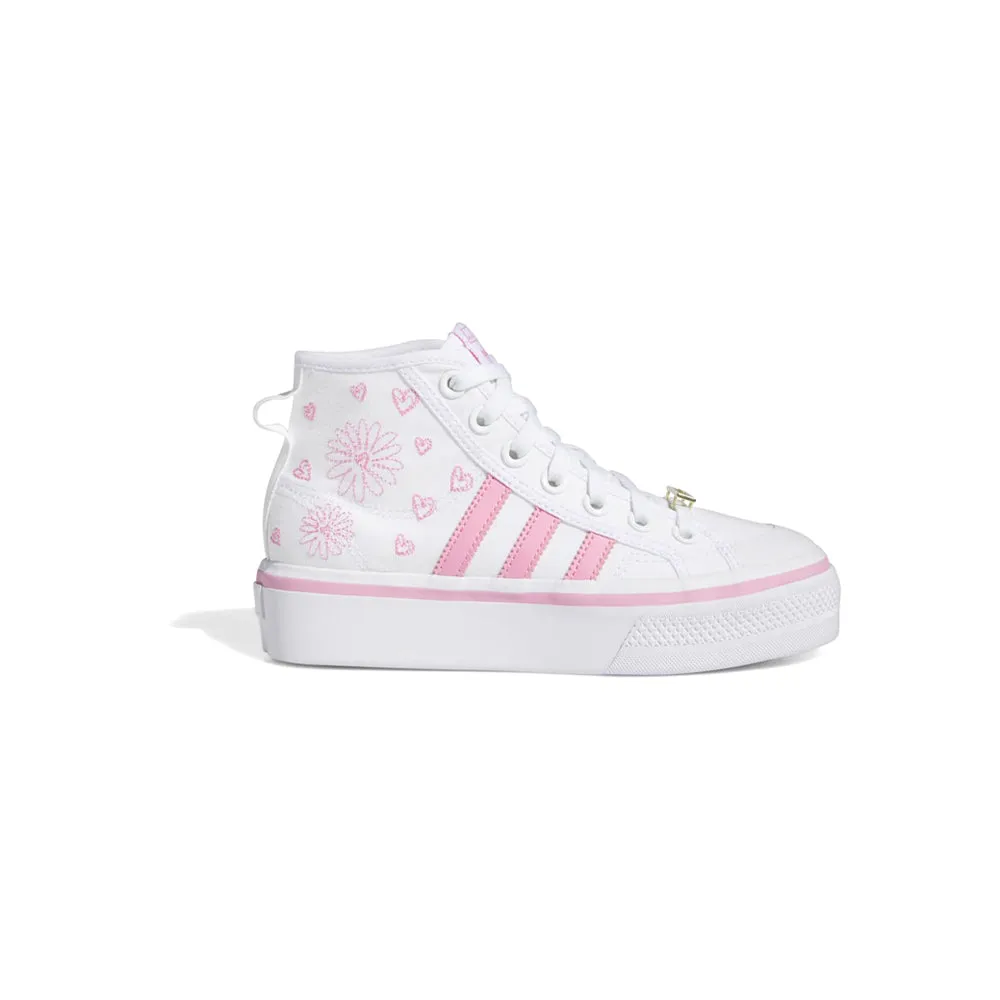 Cutest Adidas Shoes Nizza High Top Platform Lace Up Sneakers(Big Kids)