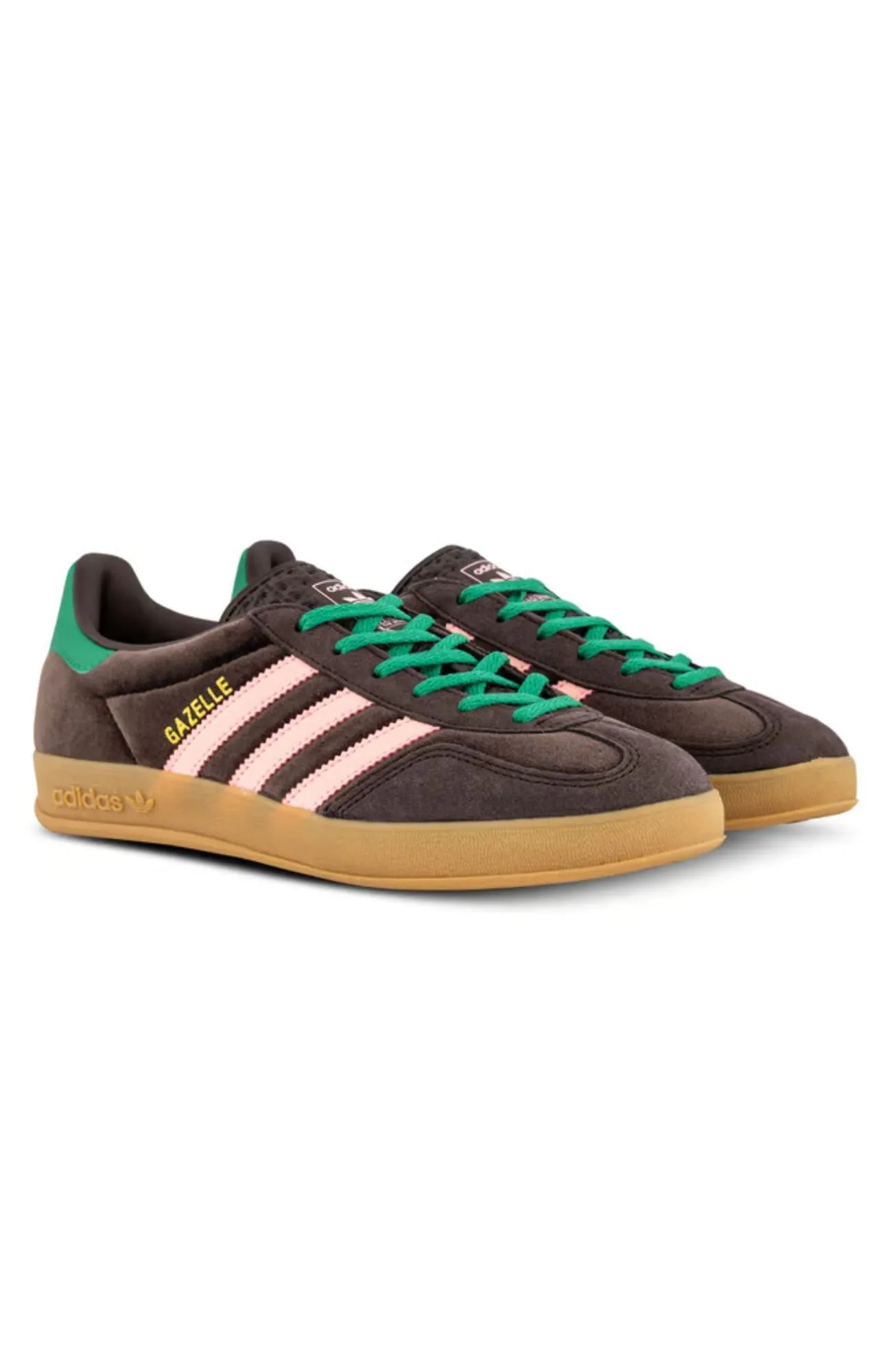 Adidas Lacrosse Shoes Gazelle Indoor W Dark Brown Glow Pink Court Green