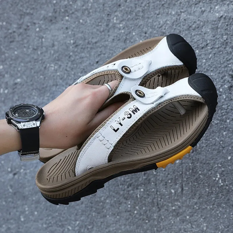 Genuine Cow Leather Shoes Men Sandals Mens Flip Flops Men's Casual Shoes Classic Massage Beach Slippers Anti-slip Summer 2021 Women Tasman Slippers