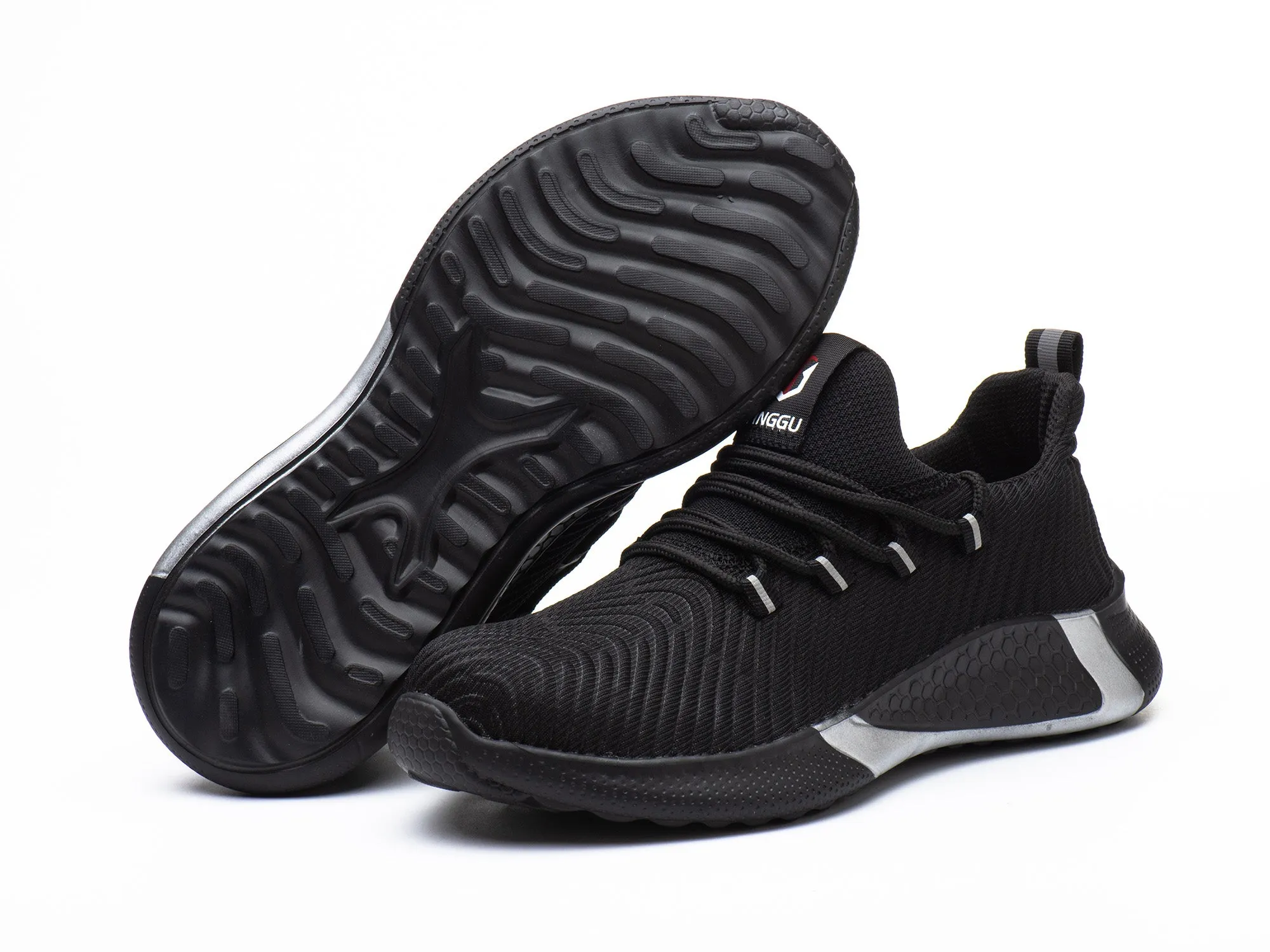 Vegan Barefoot Hiking Shoes Lightweight Steel Toe Safety Shoes for Men Industrial & Construction Sneakers Stab resistant Work Shoes Non Slip Outdoor Hiking Shoes