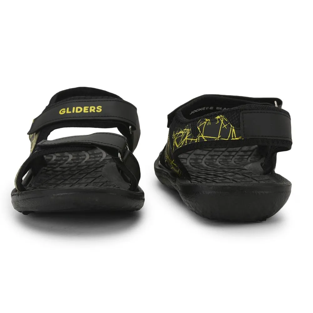Gliders (Black) Casual Sandals For Men JOCKEY-E By Liberty Socks On Sandals
