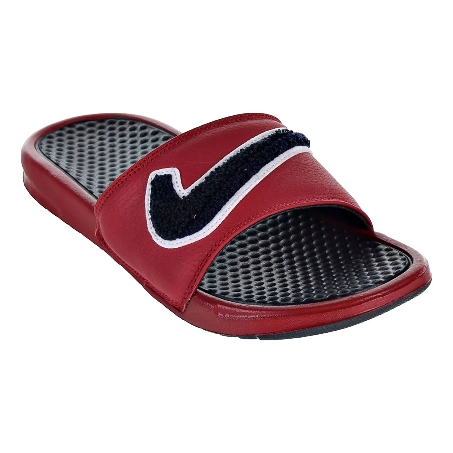 Nike Benassi JDI Chenille Men's Slide Gym Red/Obsidian/White Snoozies Slippers