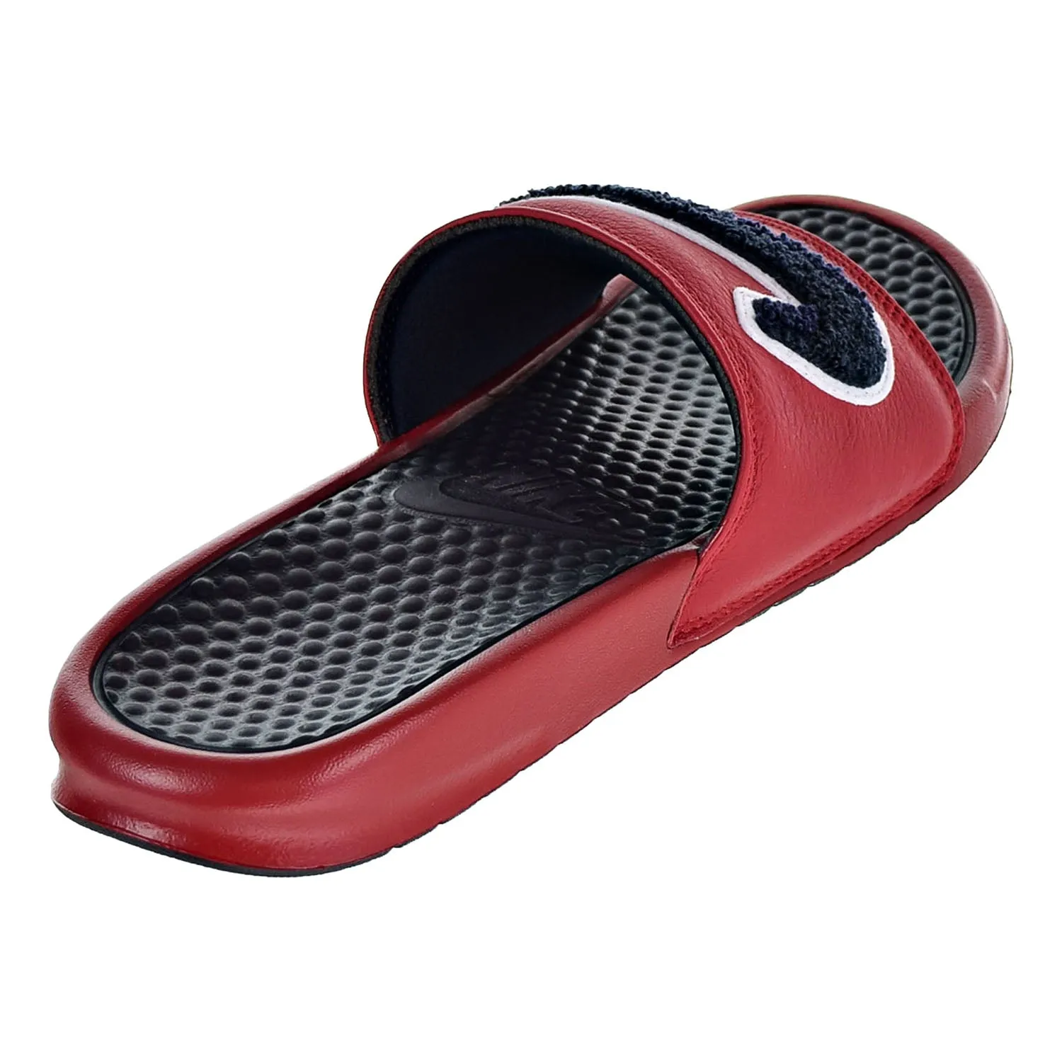Memory Foam House Slippers Nike Benassi JDI Chenille Men's Slide Gym Red/Obsidian/White