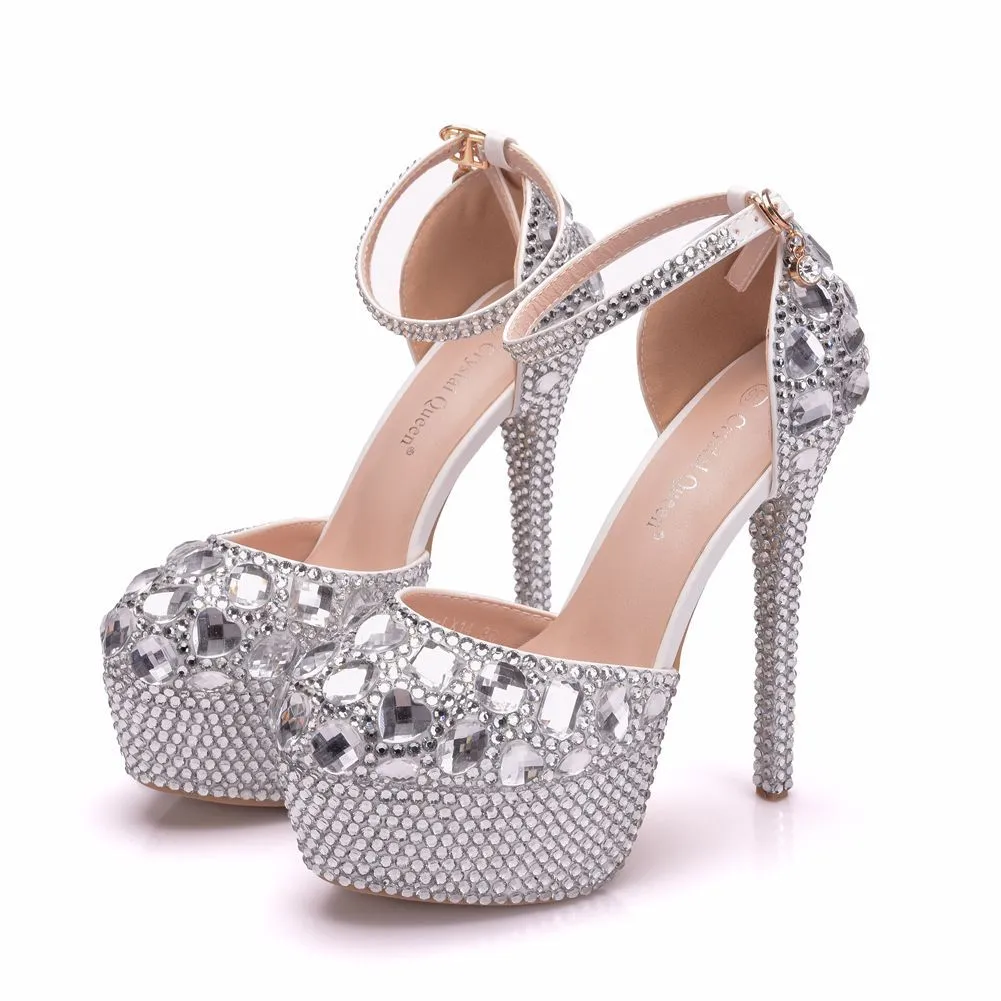 Wonen Pumps Fashion Office Shoes Waterproof platform Hollow Round Toe Thin Heels 14CM High Heels Shoes Women&#39;s Wedding Shoes Slip On Winter Shoes