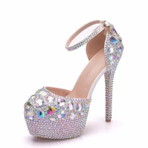 Fashion Orthopedic Shoes Wonen Pumps Fashion Office Shoes Waterproof platform Hollow Round Toe Thin Heels 14CM High Heels Shoes Women&#39;s Wedding Shoes