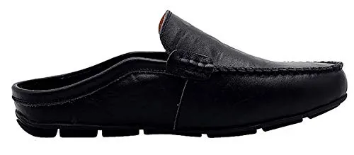 Go Tour Mens Mules Clog Slippers Breathable Leather Slip on Shoes Casual Loafers Black 10.5/46 Mou Slippers
