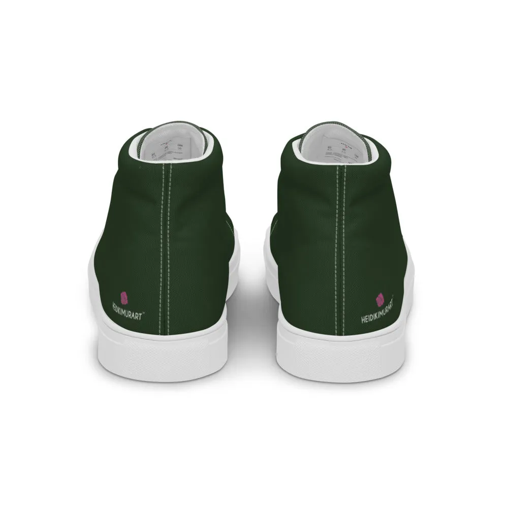 Safety & Work Boots Dark Green Men's Sneakers, Solid Color Premium Canvas High Top Shoes For Fashionable Men