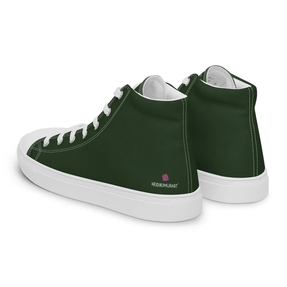 Dark Green Men's Sneakers, Solid Color Premium Canvas High Top Shoes For Fashionable Men Nicks Boots Spokane