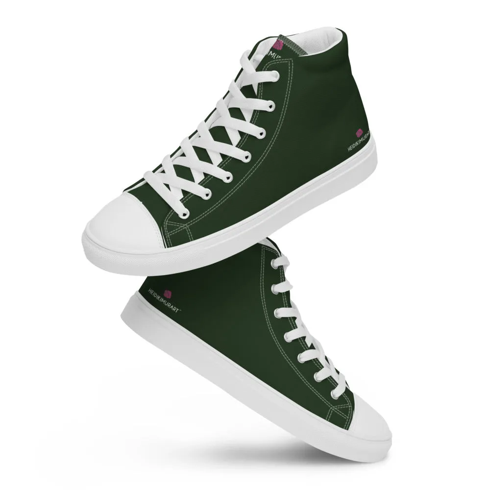Dark Green Men's Sneakers, Solid Color Premium Canvas High Top Shoes For Fashionable Men Kipling Boots