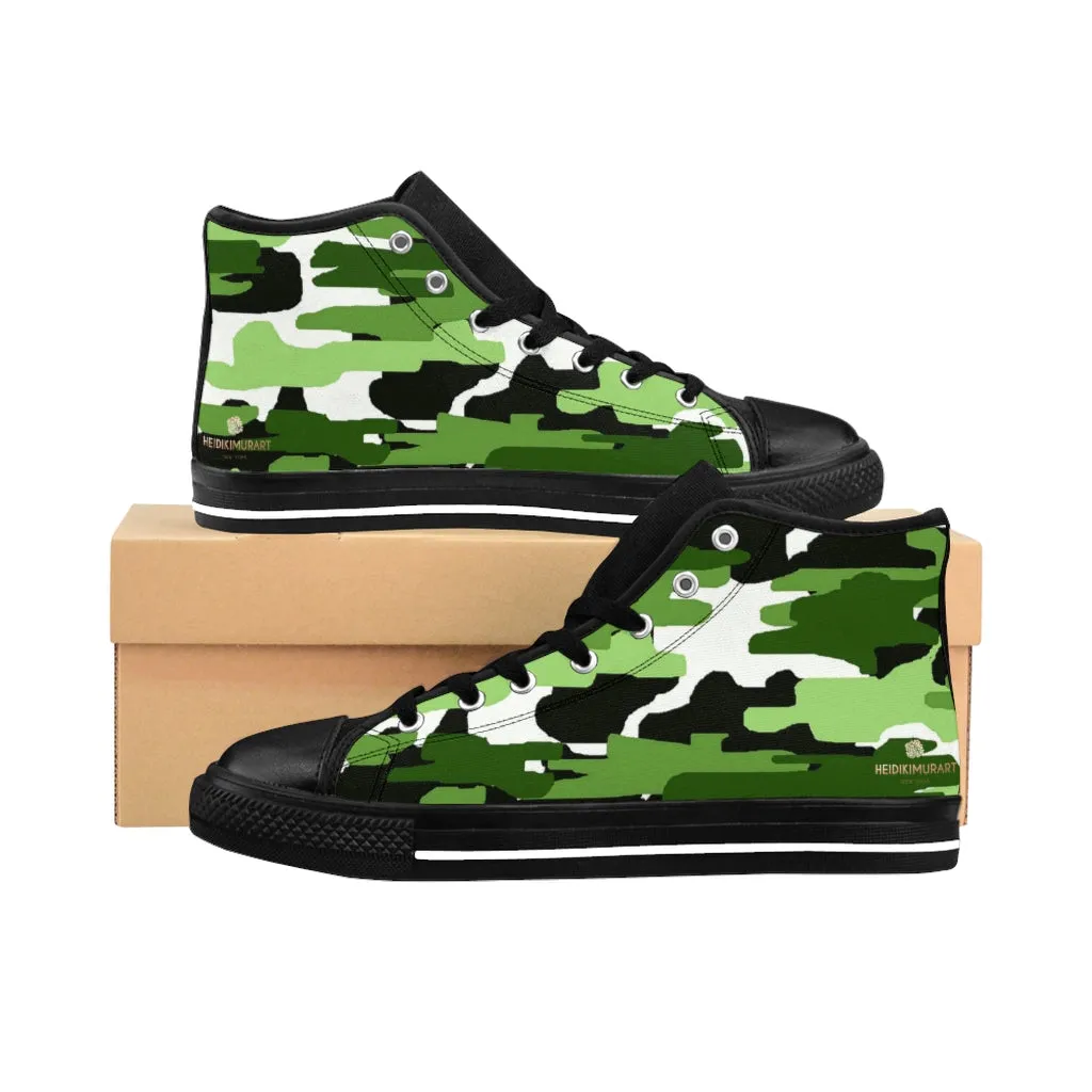Eh Rated Boots Green Camo Men's High-top Sneakers, Camouflage Army Men's Designer Tennis Running Shoes