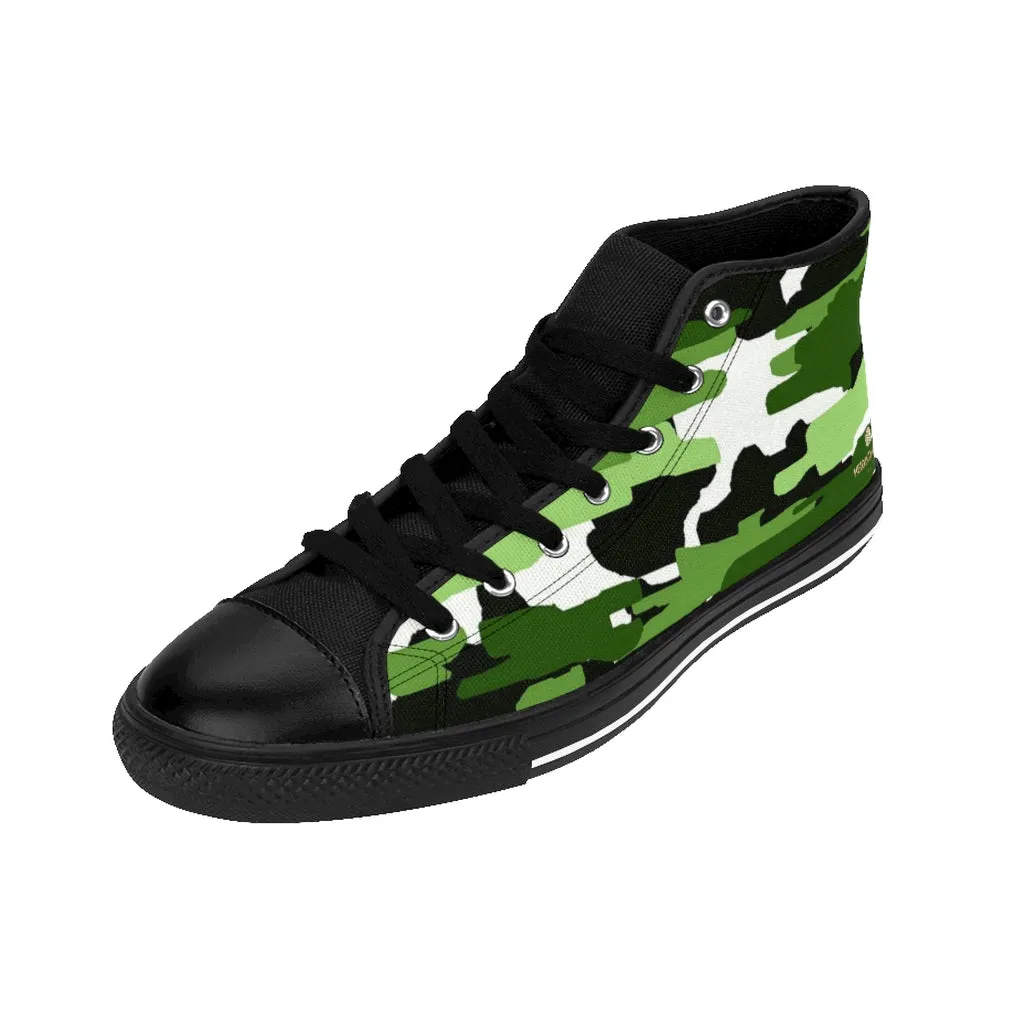 Brunt Marin Boots Green Camo Men's High-top Sneakers, Camouflage Army Men's Designer Tennis Running Shoes