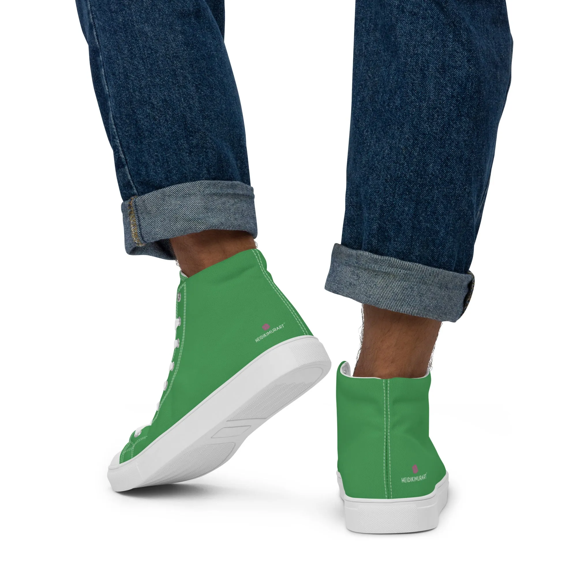 High Thigh Boots Green Solid Color Men's Sneakers, Solid Mint Green Color Best Designer Mens Lace-up Canvas Shoes (US Size: 5-13)