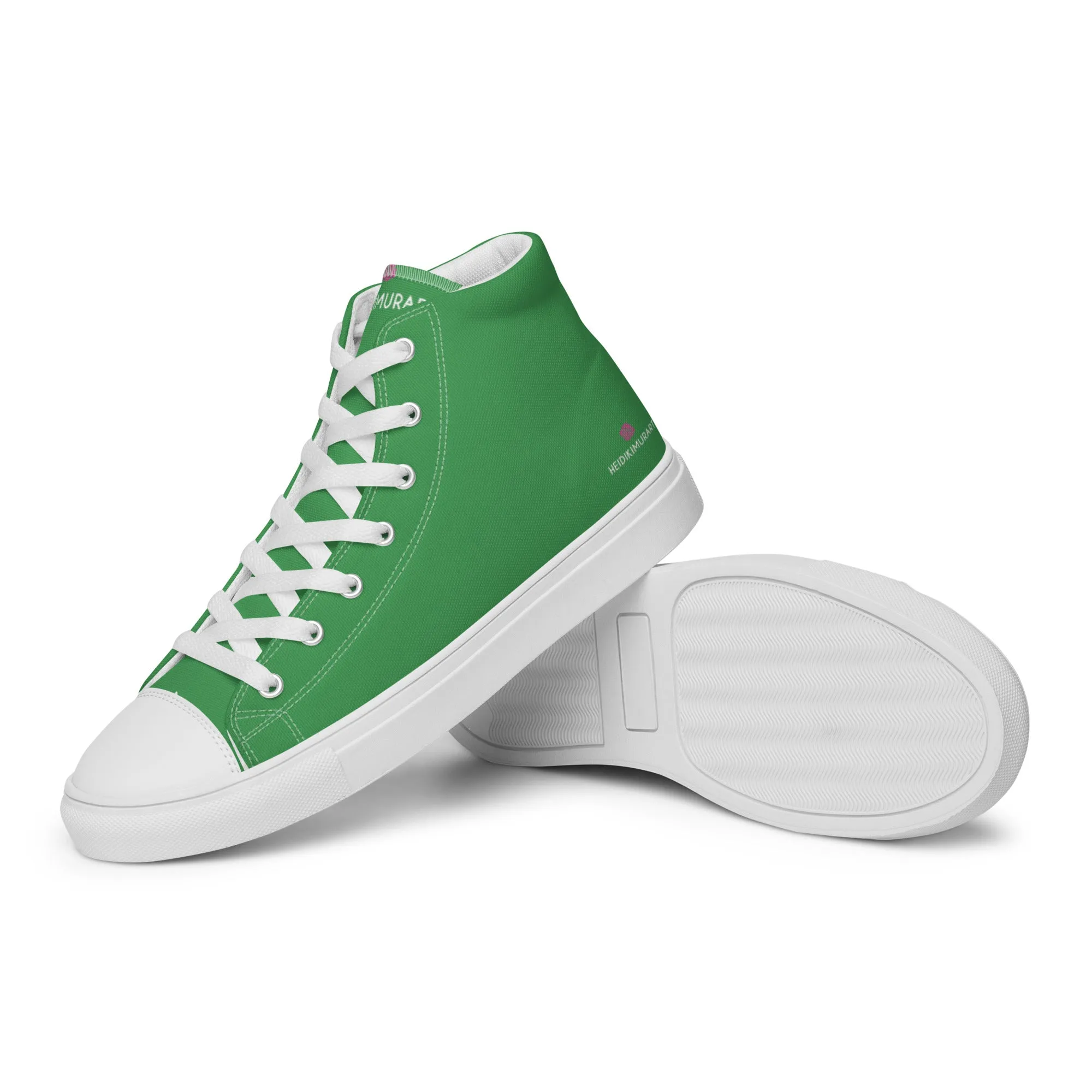 Leather Boots Knee High Green Solid Color Men's Sneakers, Solid Mint Green Color Best Designer Mens Lace-up Canvas Shoes (US Size: 5-13)