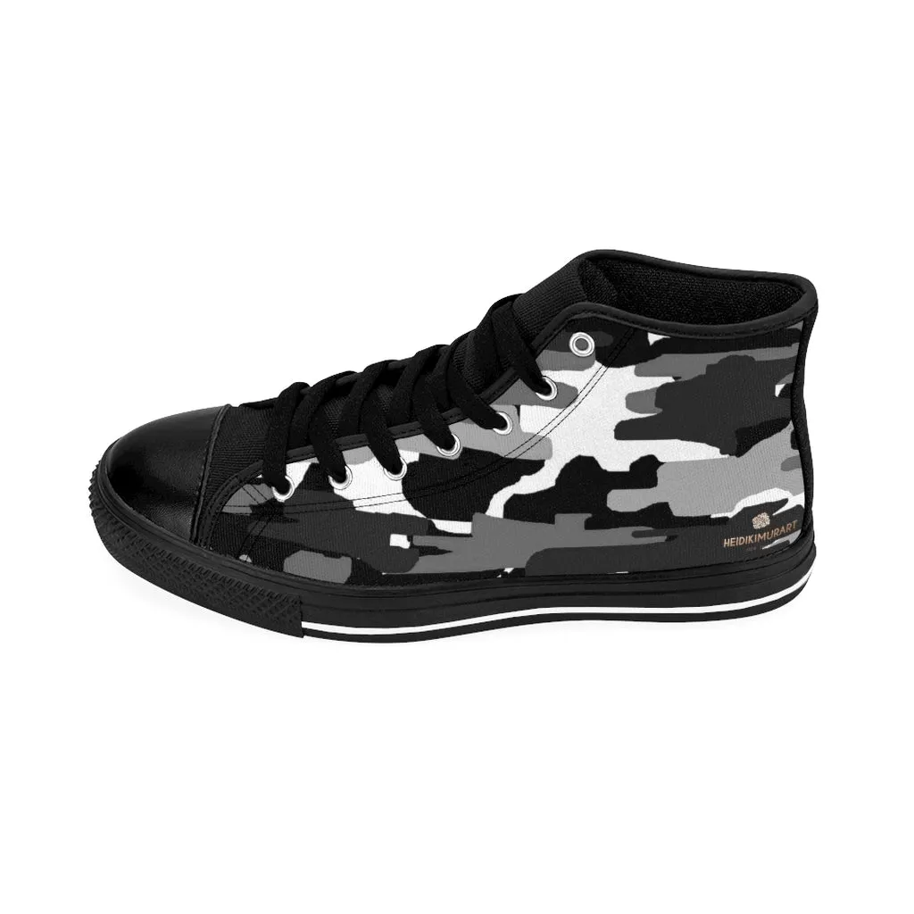 Ed Hennings Boots Grey Camo High-top Sneakers, Camouflage Military Print Men's Designer Tennis Running Shoes