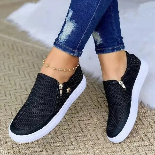 Plaid Flat Shoes Women Comfy Slip On Flat Walking Shoes