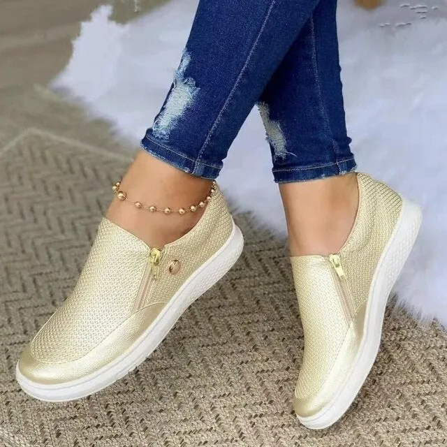 Women Comfy Slip On Flat Walking Shoes Pvc Flat Shoes