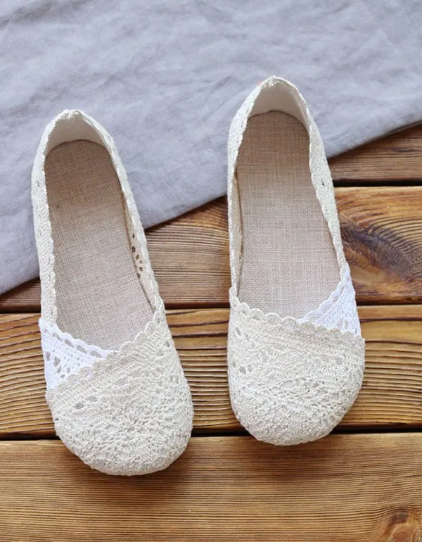 Flat Fall Shoes Slip-on Flat Lace Shoes For Women