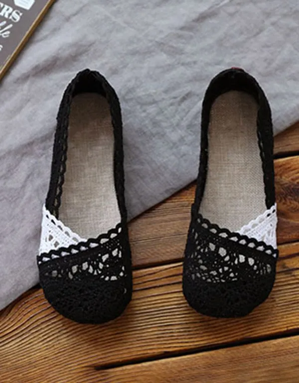 Flat Cream Wedding Shoes Slip-on Flat Lace Shoes For Women