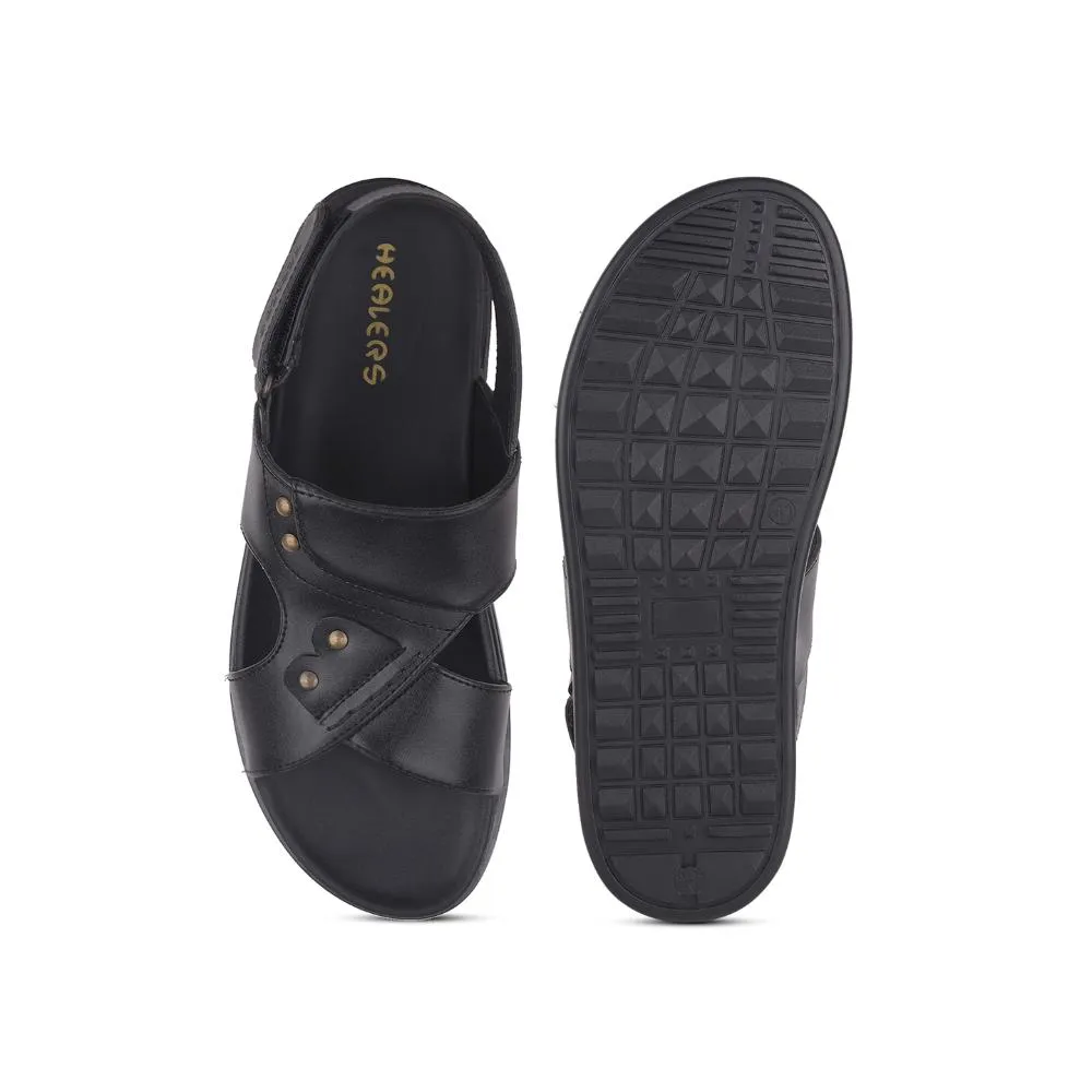 Walker Sandals Healers Casual Black Sandal For Men DANVER-E By Liberty