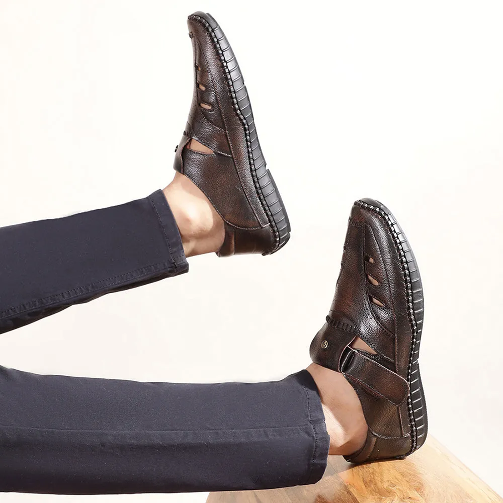 Healers Tan Casual Buckle Sandal For Men JPL-205 By Liberty Target Wedge Sandals