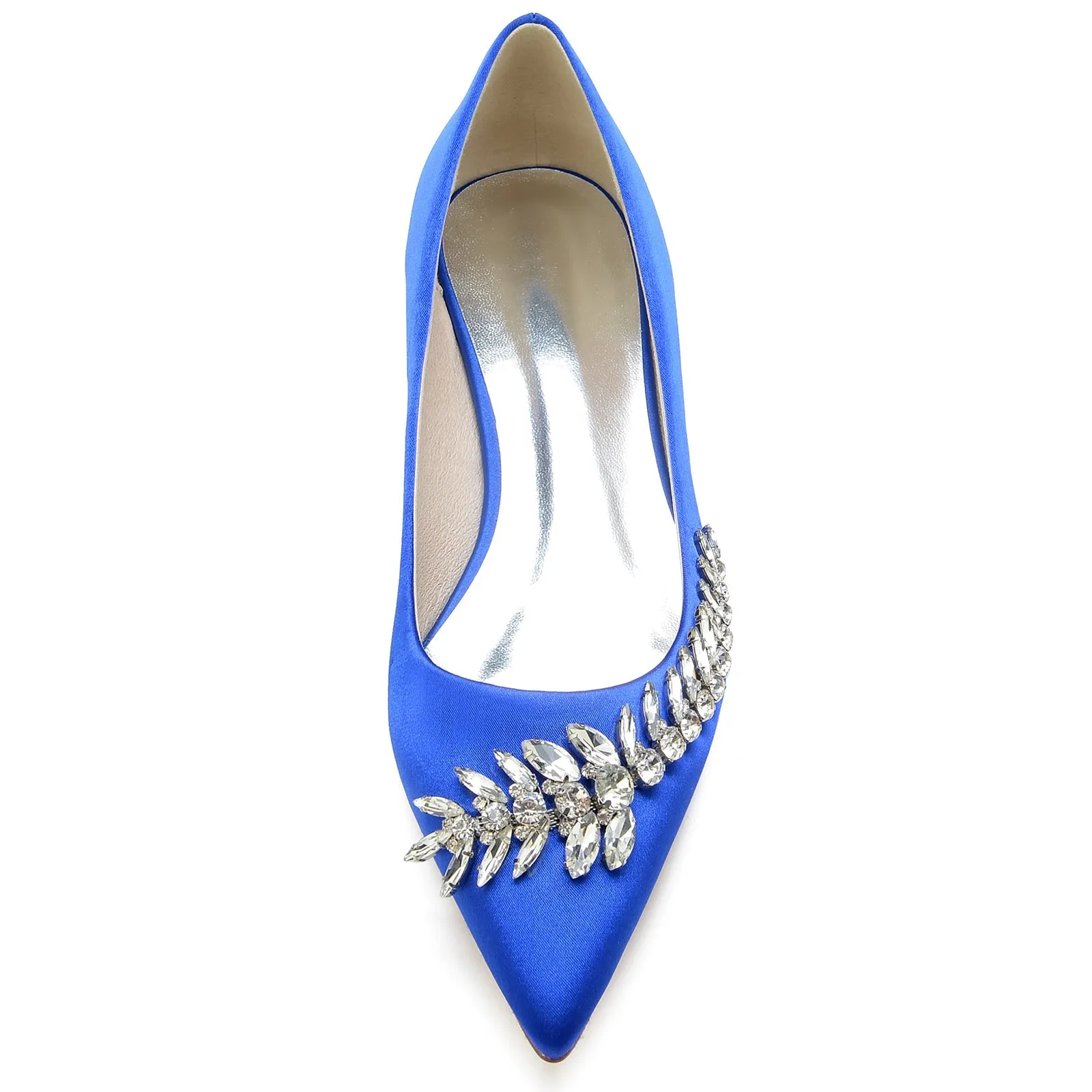 Women's Silk Satin With Flat Heel Closed Toe Rhinestone Party Shoes Insoles Shoes