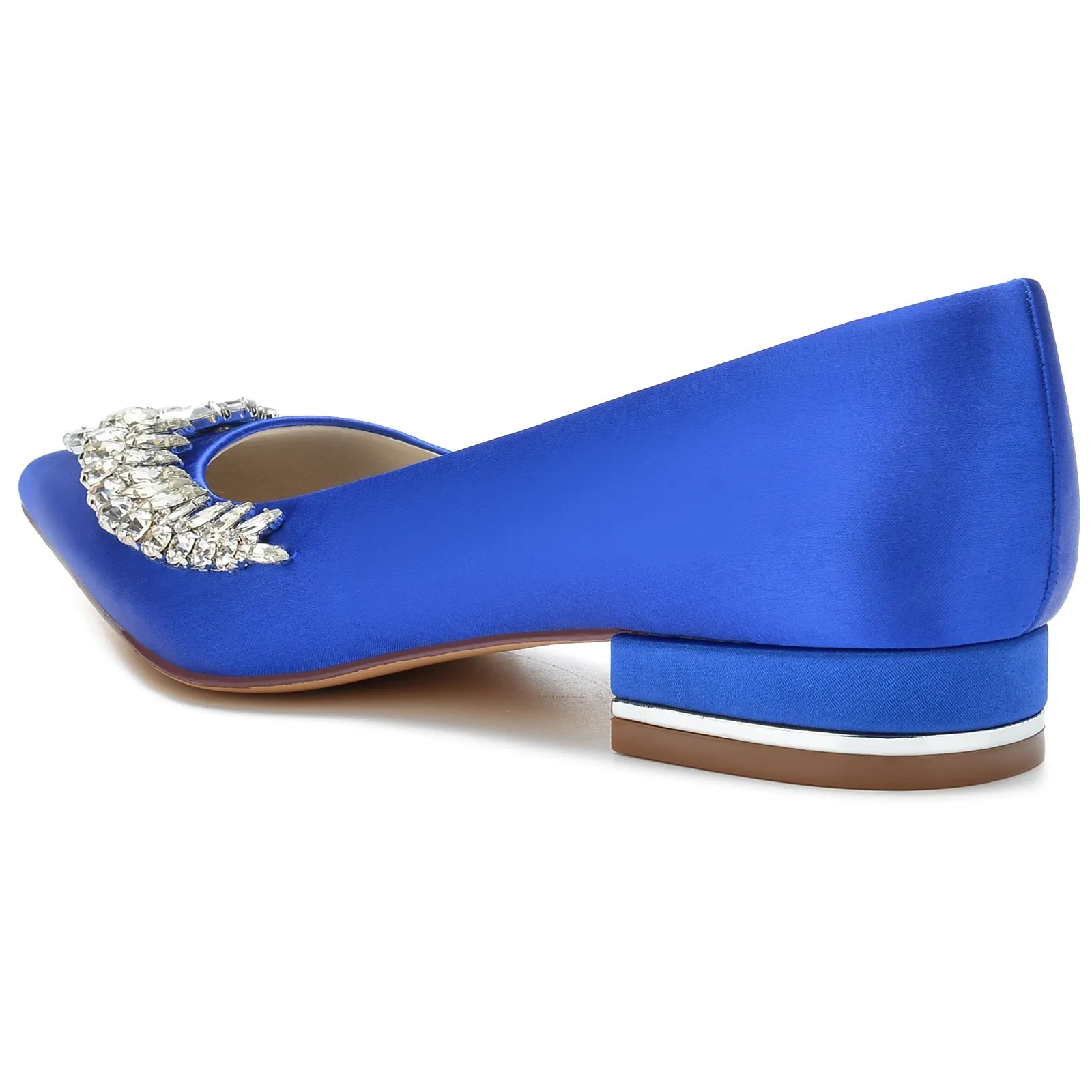 Comfiest Flat Shoes Women's Silk Satin With Flat Heel Closed Toe Rhinestone Party Shoes