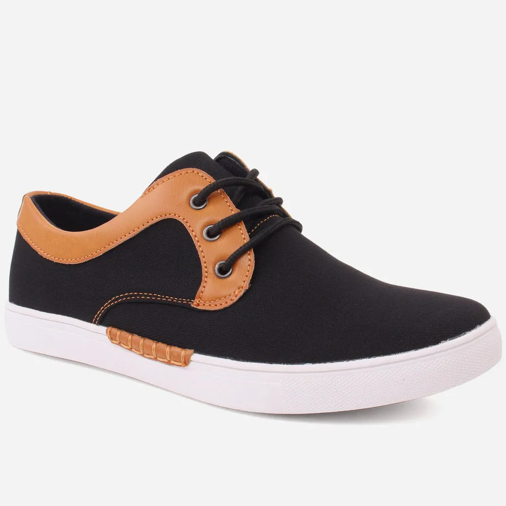 Men "JENSON" Wide Fit Low Top Workout Dual Color Lace Up Casual Trainers Canvas Shoes Flat