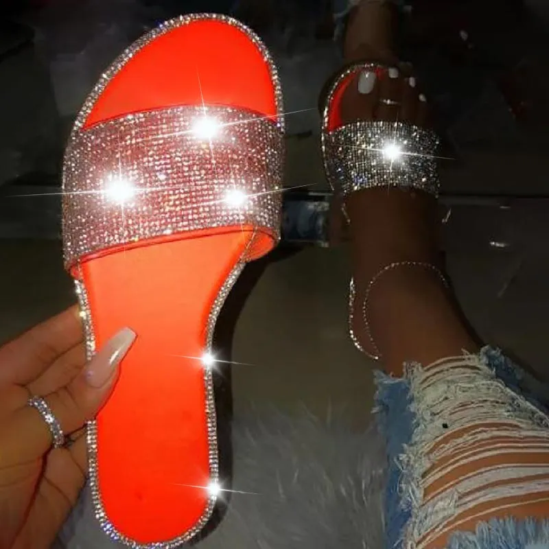 Glitter Slippers Women Summer Sandals shoes Flat Feet Gym Shoes