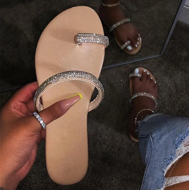 Glitter Slippers Women Summer Sandals shoes Flat Feet And High Heel Shoes