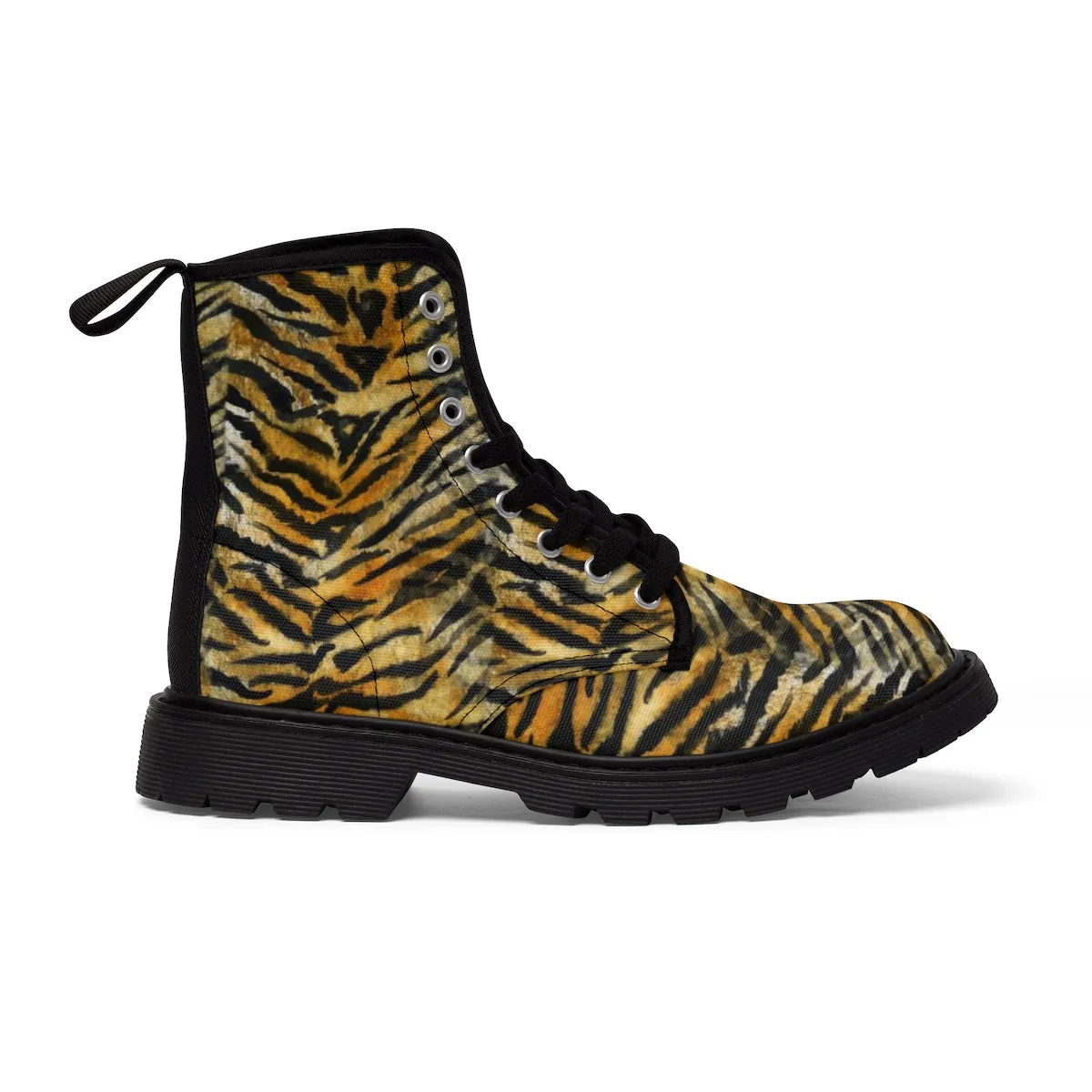 Orange Tiger Striped Men's Boots, Animal Print Designer Hiking Boots Shoes For Men Backpacking Hiking Shoes