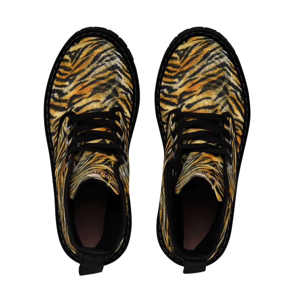 Hiking Shoes Europe Orange Tiger Striped Men's Boots, Animal Print Designer Hiking Boots Shoes For Men