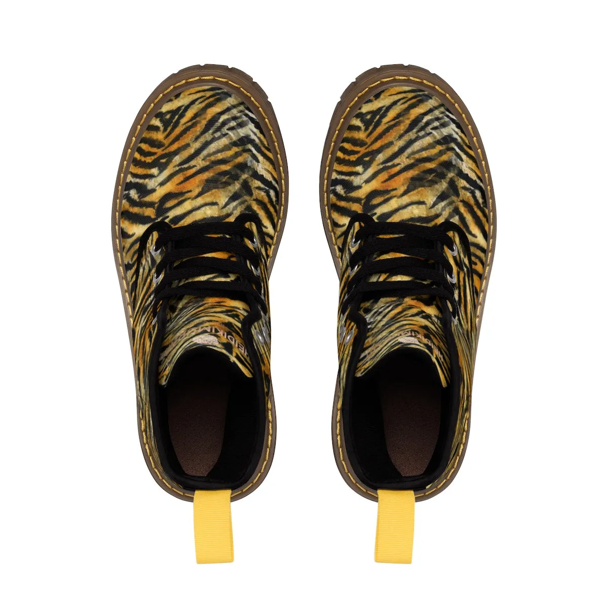 Best Quality Hiking Shoes Orange Tiger Striped Men's Boots, Animal Print Designer Hiking Boots Shoes For Men