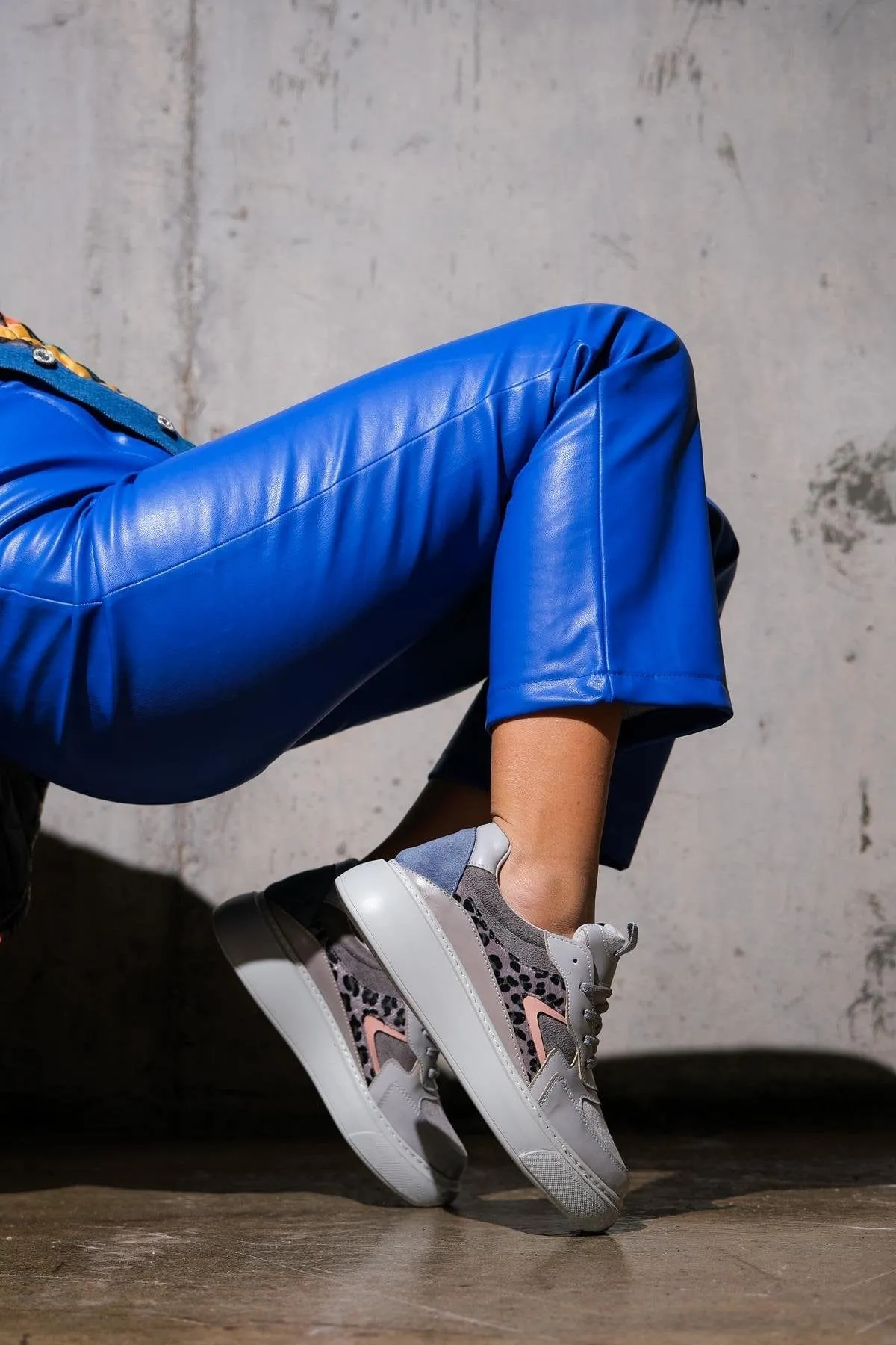 Ida Vegan Leather Platform Leopard Sneakers | Grey Vans High Top Sneakers