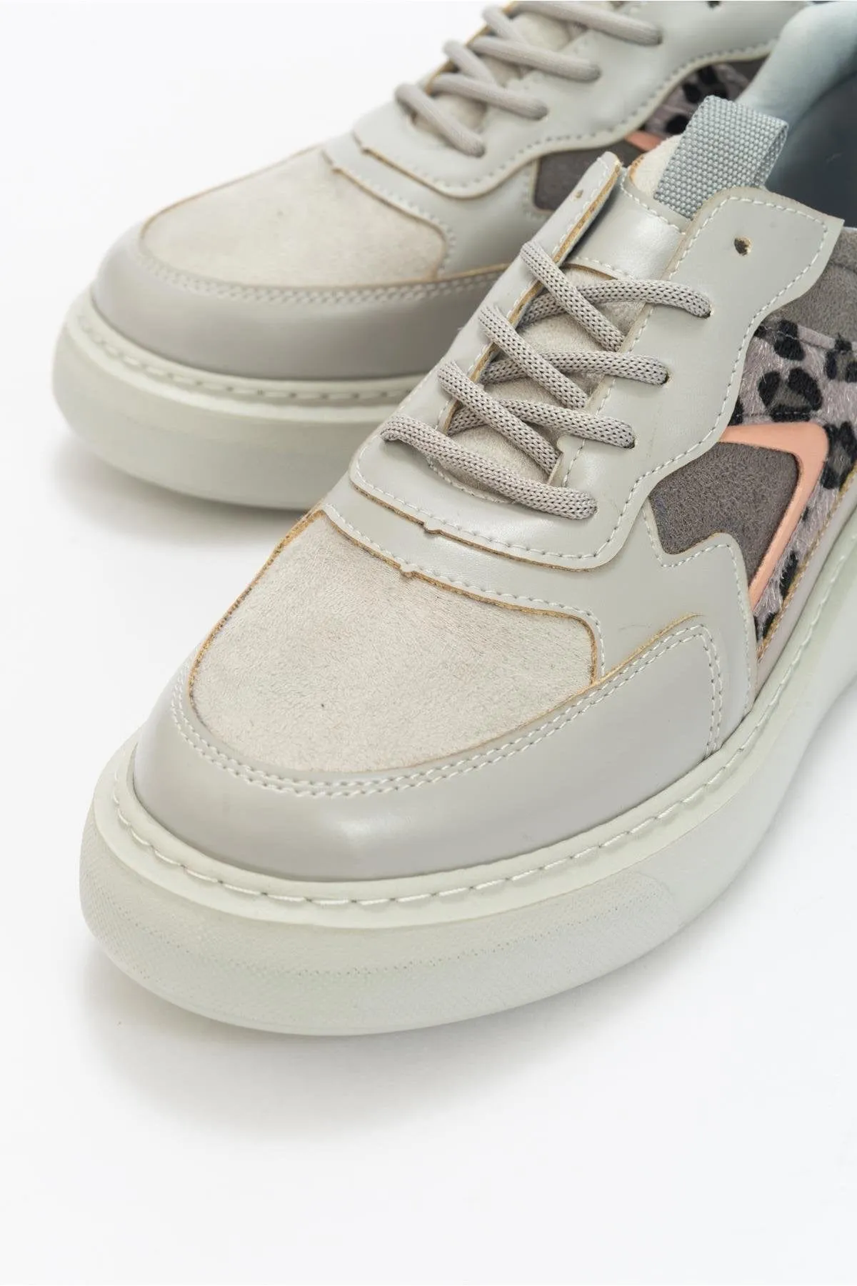 Ida Vegan Leather Platform Leopard Sneakers | Grey Best Sneakers For Teachers