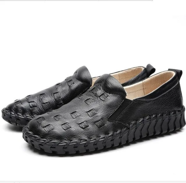 Slip On Casual Creepers Shock Shoes Genuine Leather Casual Shoes For Women