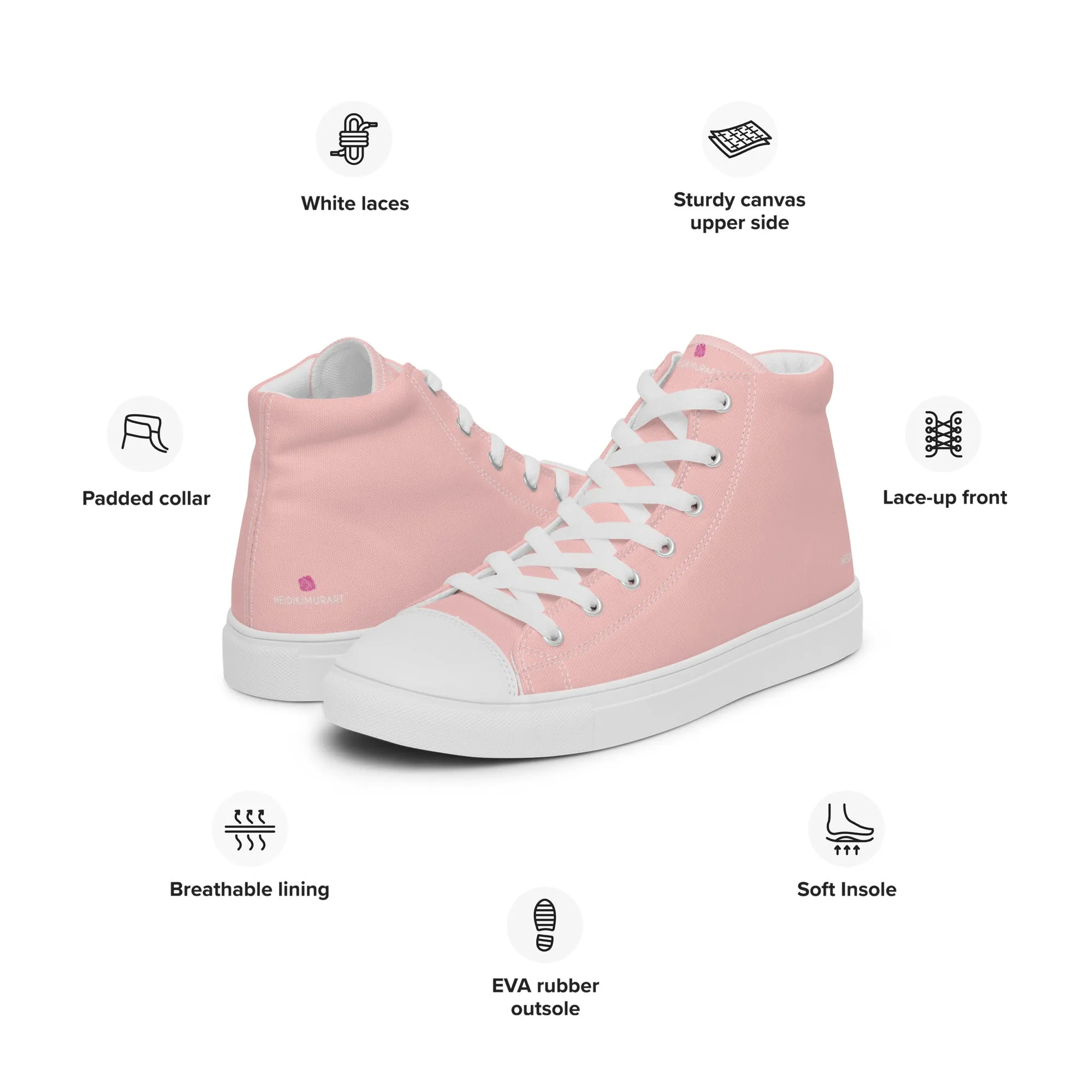Cowgirl Boots Sale Pastel Pink Men's High Tops, Solid Color Mens high top canvas shoes